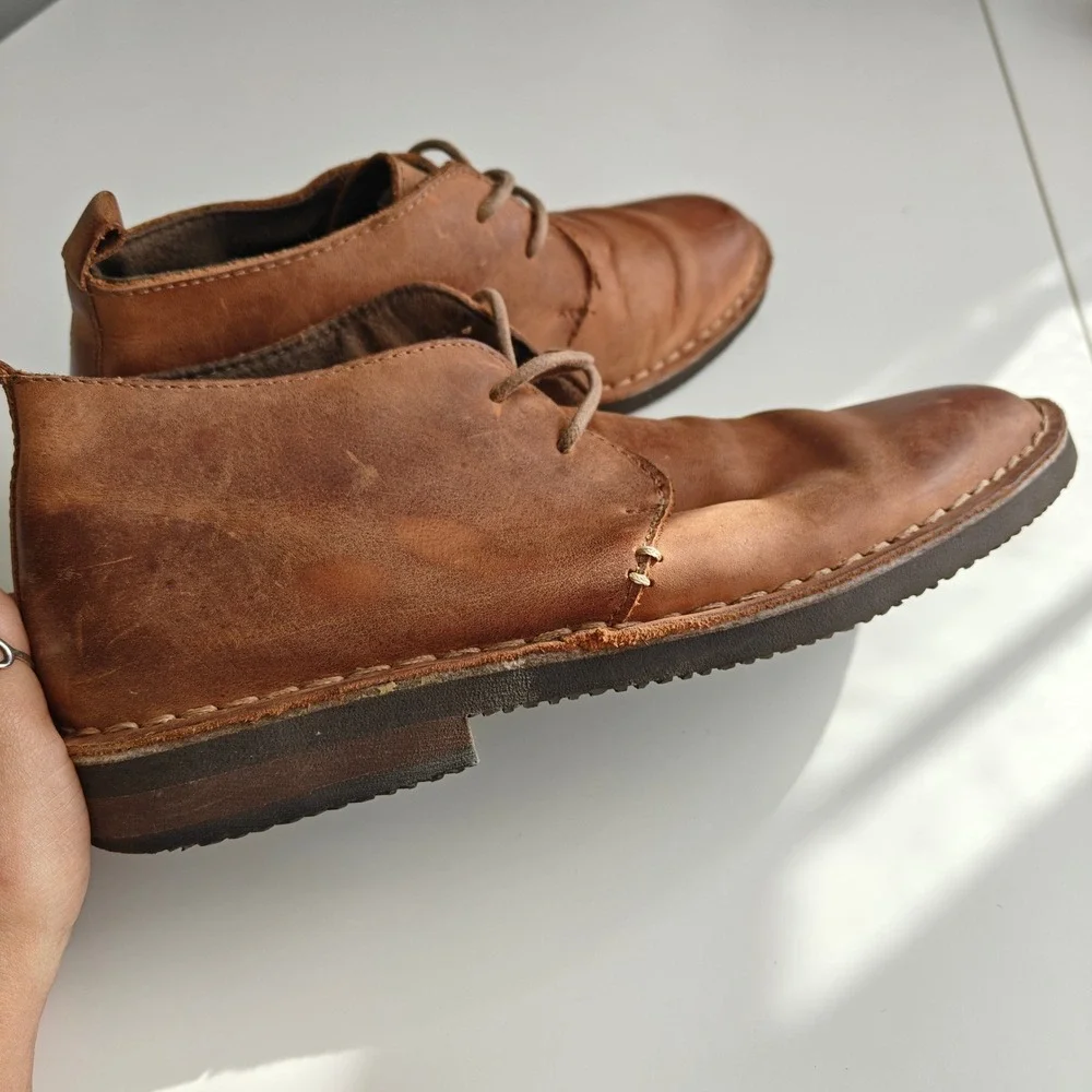 Mens Tan Leather Chukka Boots Lace Up Mid Top Desert Shoe Brown Round Toe Target